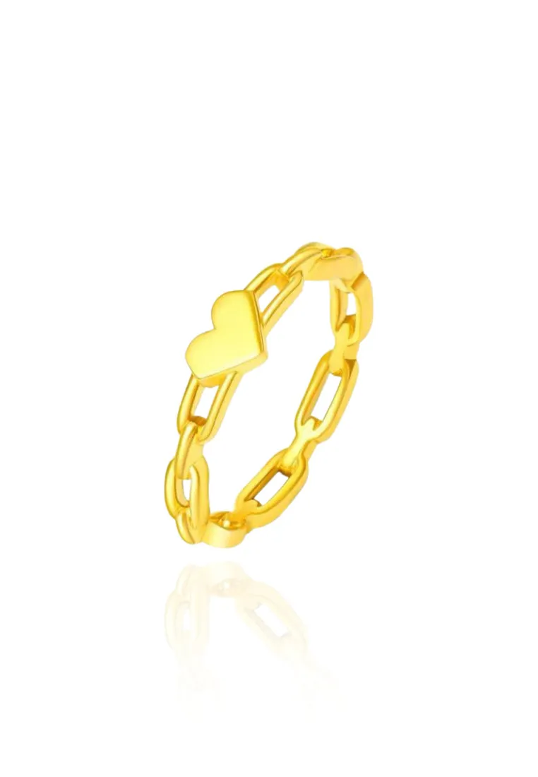 Lovina Heart Chain Band Ring in Gold