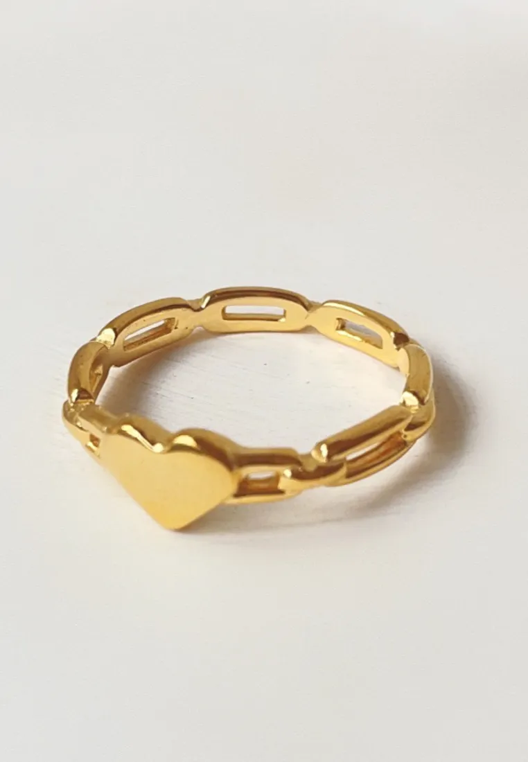 Lovina Heart Chain Band Ring in Gold