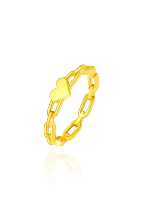 Lovina Heart Chain Band Ring in Gold