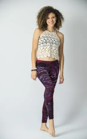 Marble Tie Dye Cotton Leggings in Purple