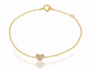 Mini Pave Heart Chain Bracelet