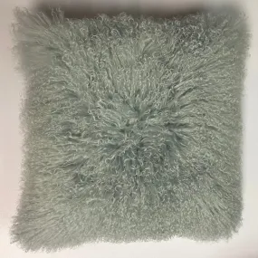 Mongolian Lamb Pillow in Ice Blue