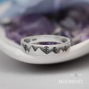 Narrow Mountain Landscape Wedding Band | Moonkist Designs