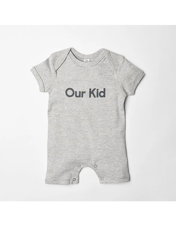 Our Kid Slogan Shortie Playsuit in Heather Grey with Anthracite slogan