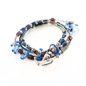 "Glass Tile" Wrap Bracelet (Denim Blue)