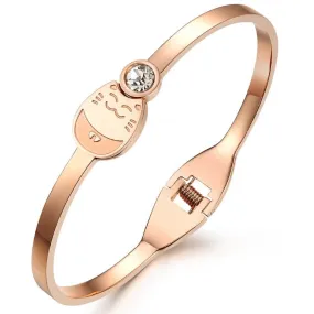 Rose Gold Comfy Cat Bracelet with a Cubic Zirconia (14K Gold Plated)