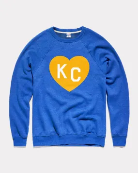 Royal Blue & Yellow KC Heart Vintage Crewneck