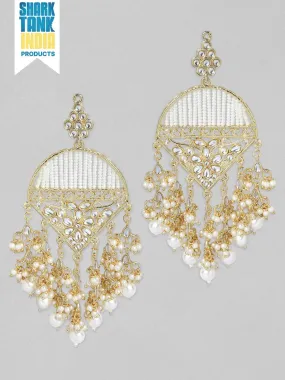 Rubans Gold Plated Handcrafted Kundan with Pearls Chandbali Earrings