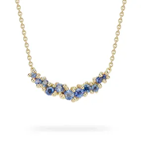 Sapphire Cluster Bar Necklace