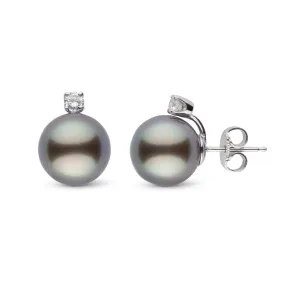 Starlight Collection 9.0-10.0 mm Tahitian Pearl & Diamond Stud Earrings