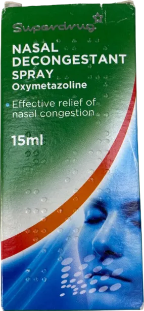 Superdrug Nasal Decongestant Spray Oxymetazoline 15ml No Shade No Size