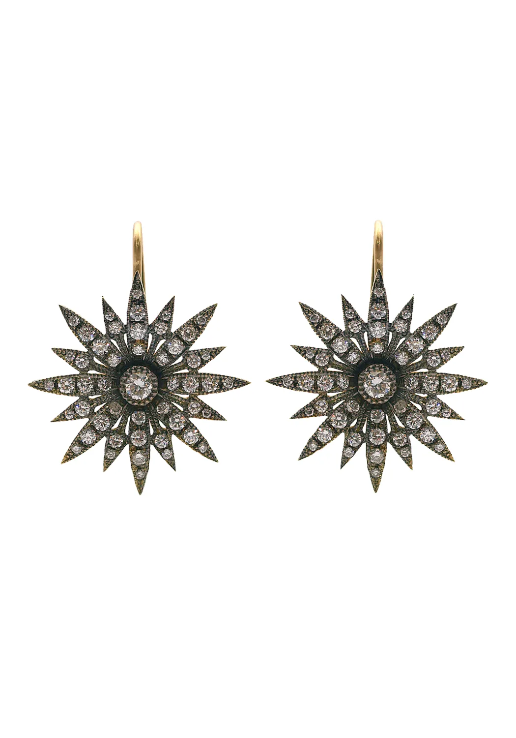 Sylva & Cie 18K Yellow Gold Starburst Diamond Earrings