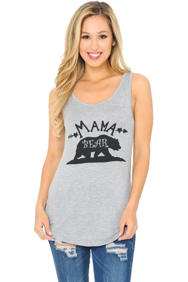 Womens Mama Bear Tank Top | Graphic Print Shirt