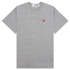 Women's Small Red Heart T-Shirt - Grey